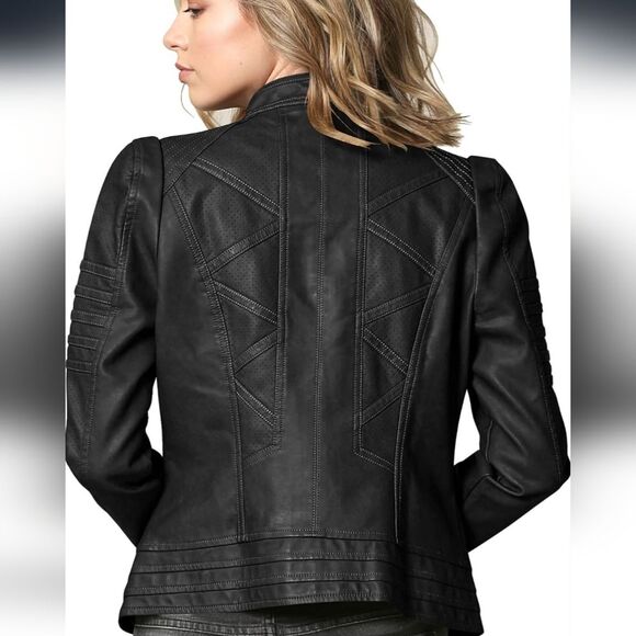 MADE BY JOHNNY Vegan Leather Moto Jacket Size XL Edgy‎ Streetwear Fall Layers - Picture 2 of 8